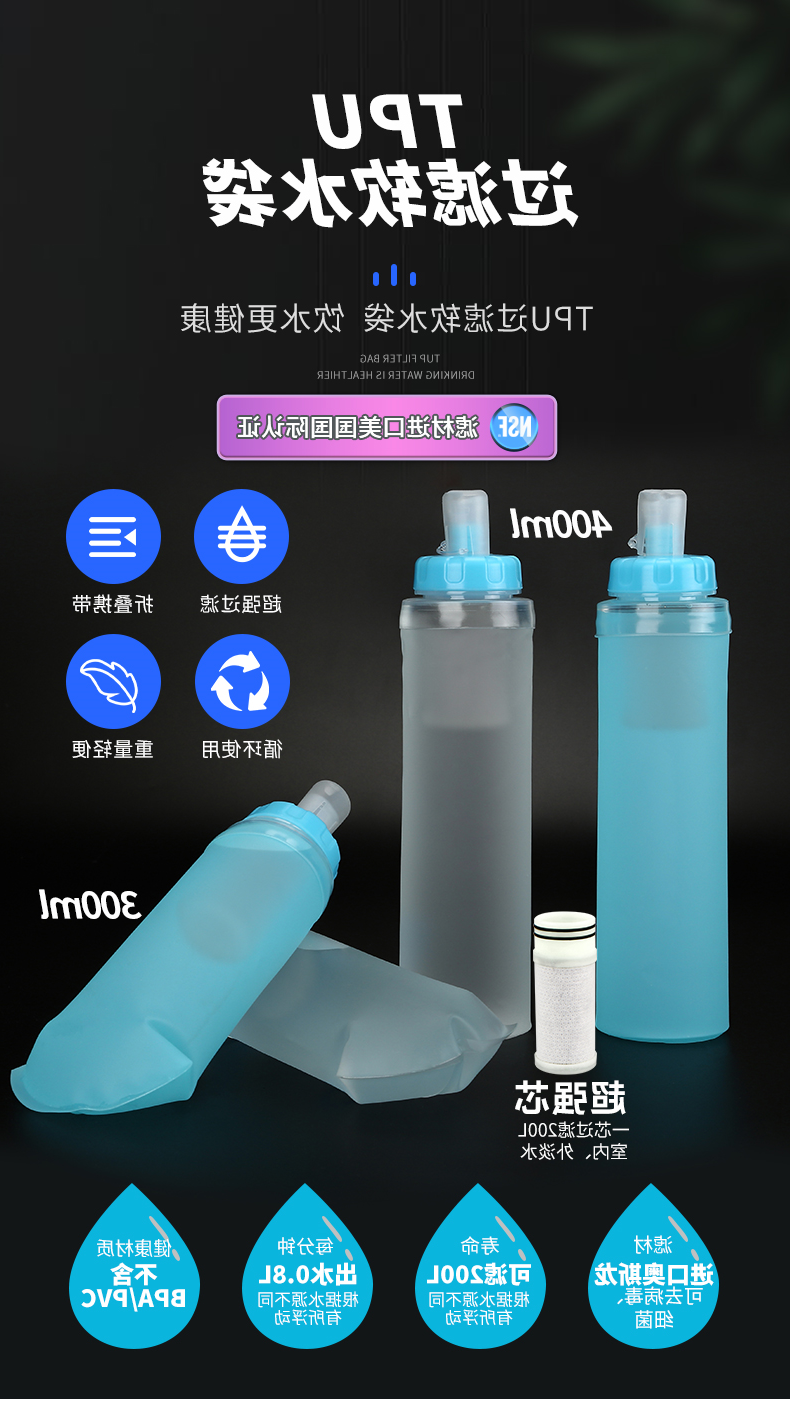 全球优选——户外饮水神器 ▎国际认证超强芯 可折叠 可过滤 可除菌(图1)